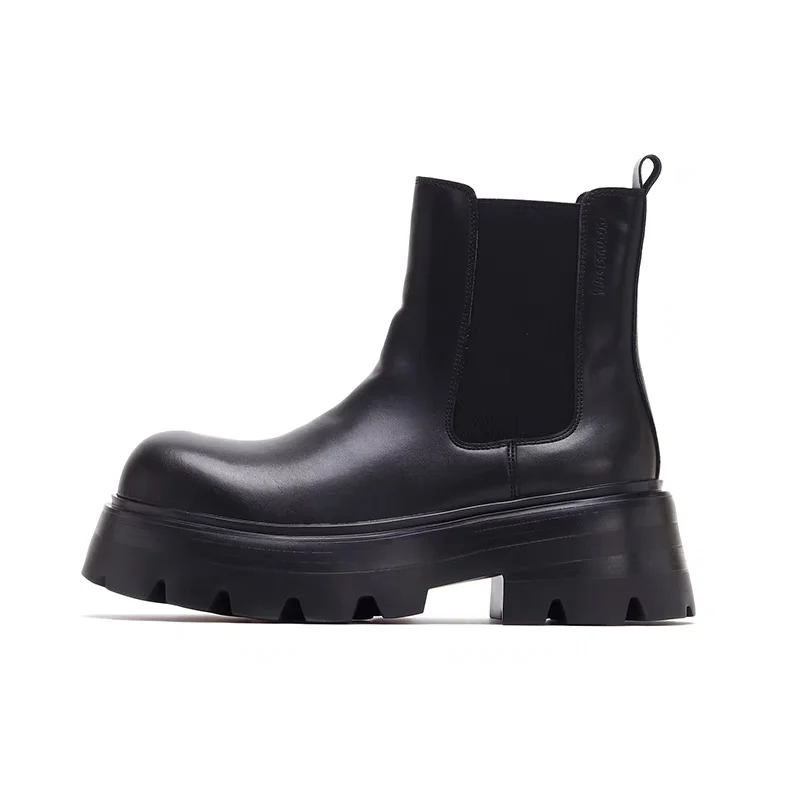 British style mens boots black trendy original leather shoes cowboy spring autumn platform boot designer high chelsea botas male