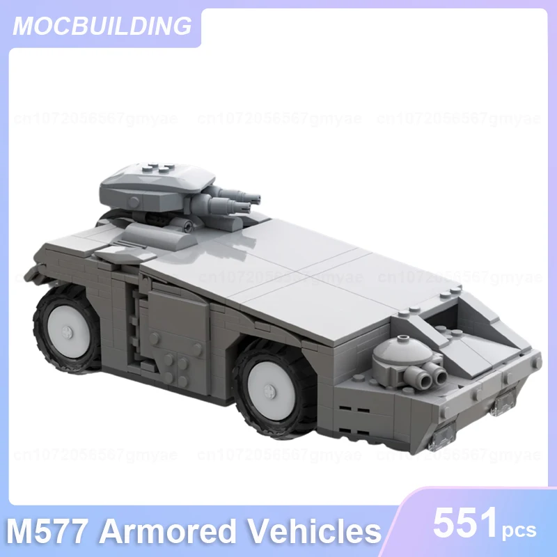 M577 veicoli blindati modello MOC Building Blocks fai da te assemblare mattoni Display creativo educativo militare giocattoli di natale regali 551 pezzi