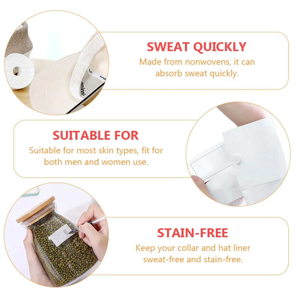Sweat-Absorption Sticker Nonwoven Quick Absorb Sweat Pad for Collars Hats Shirts Summer Accessories Sweatband Sticker