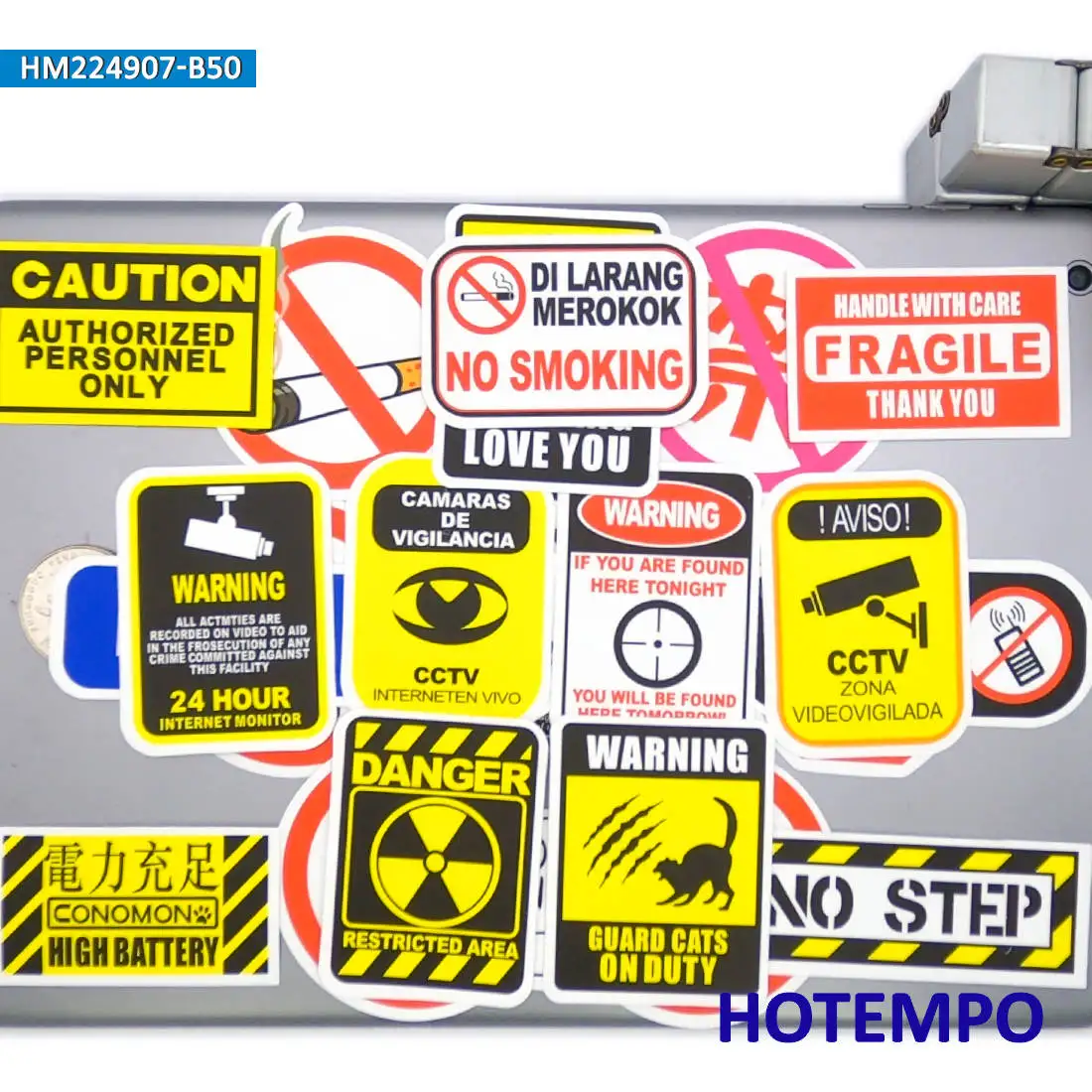 20/30/50Pieces Caution Tip Decals Stop Warning Danger Signs Funny Stickers for Motorcycle Car Bike Luggage Laptop Helmet Sticker