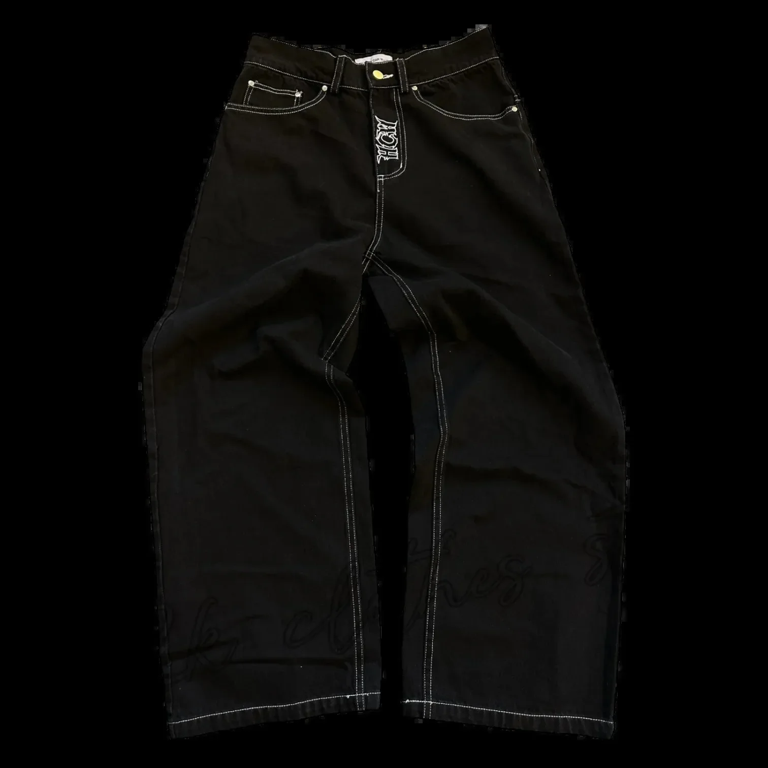 Nieuwe Baggy Casual Jeans Met Wijde Pijpen Heren Street Retro Hiphopprint Jeans Trendy Mode Zwart Jean Y 2K Herenkleding 2023