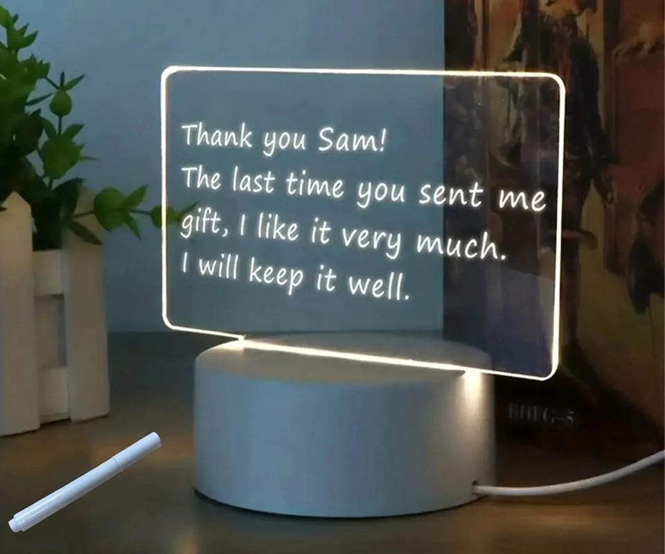 Acrylic Led Lights Writing Board Night Light Lamp baby Transparent 3D Message Board Night Lights For Bedroom Desk