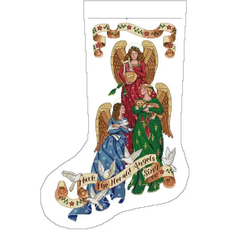 Christmas Stocking Series NKF Cartoon Pattern Cross Stitch Kit 14 16 11CT White Count Canvas Set DIY Embroidery Home Decor Gifts