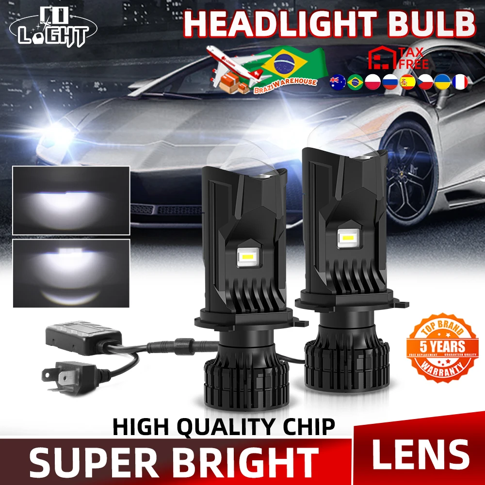 

CO LIGHT H4 9003 HB2 Bi LED Projector Lens Headlight LED Bulb 100000LM Motorbike Automotive Turbo Lamps High Beam Low 12V 24V