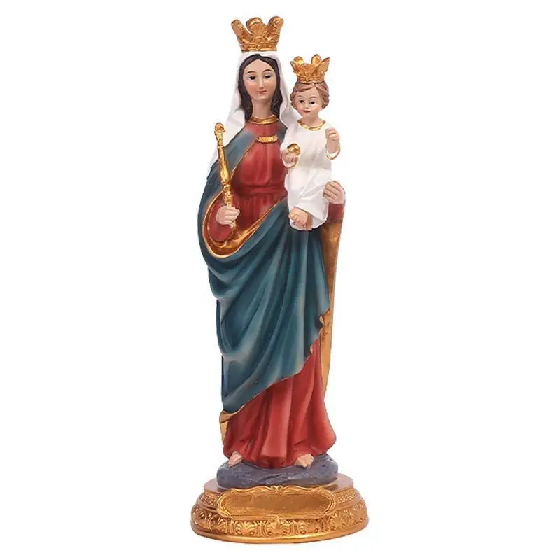 Mother Mary Statue Resin Virgin Mary Holding Jesus Decorative Religious Gift Home Renaissance Collection