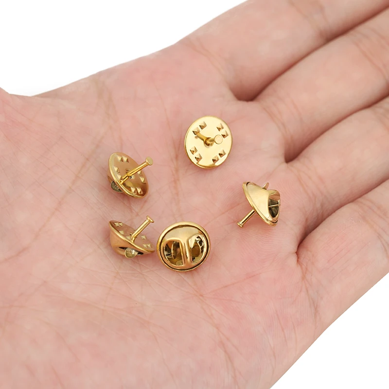 10sets PVD Never Fade Stainless Steel Brooch Pins Locking Lapel Badge Holder Nail Tie Tack Back Supplies For DIY Jewelry Making - view 3