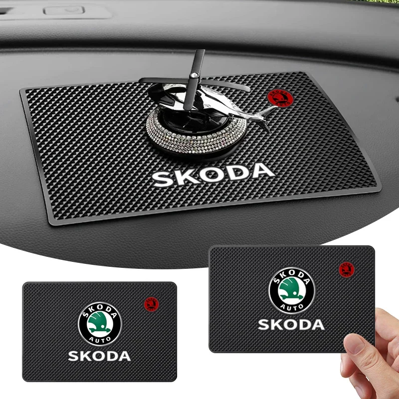 1Pcs Car Accessories Dashboard Anti Slip Mat Phone Non-Slip Storage Mat For Skoda Octavia 2 3 Fabia Superb Kodiaq Rapid Vrs