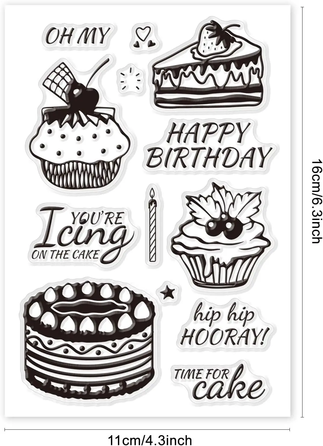 Birthday Cake Clear Stamps Silicone Stamp Cards Happy Birthday Blessing Words Clear Stamps for Card Making Decoration