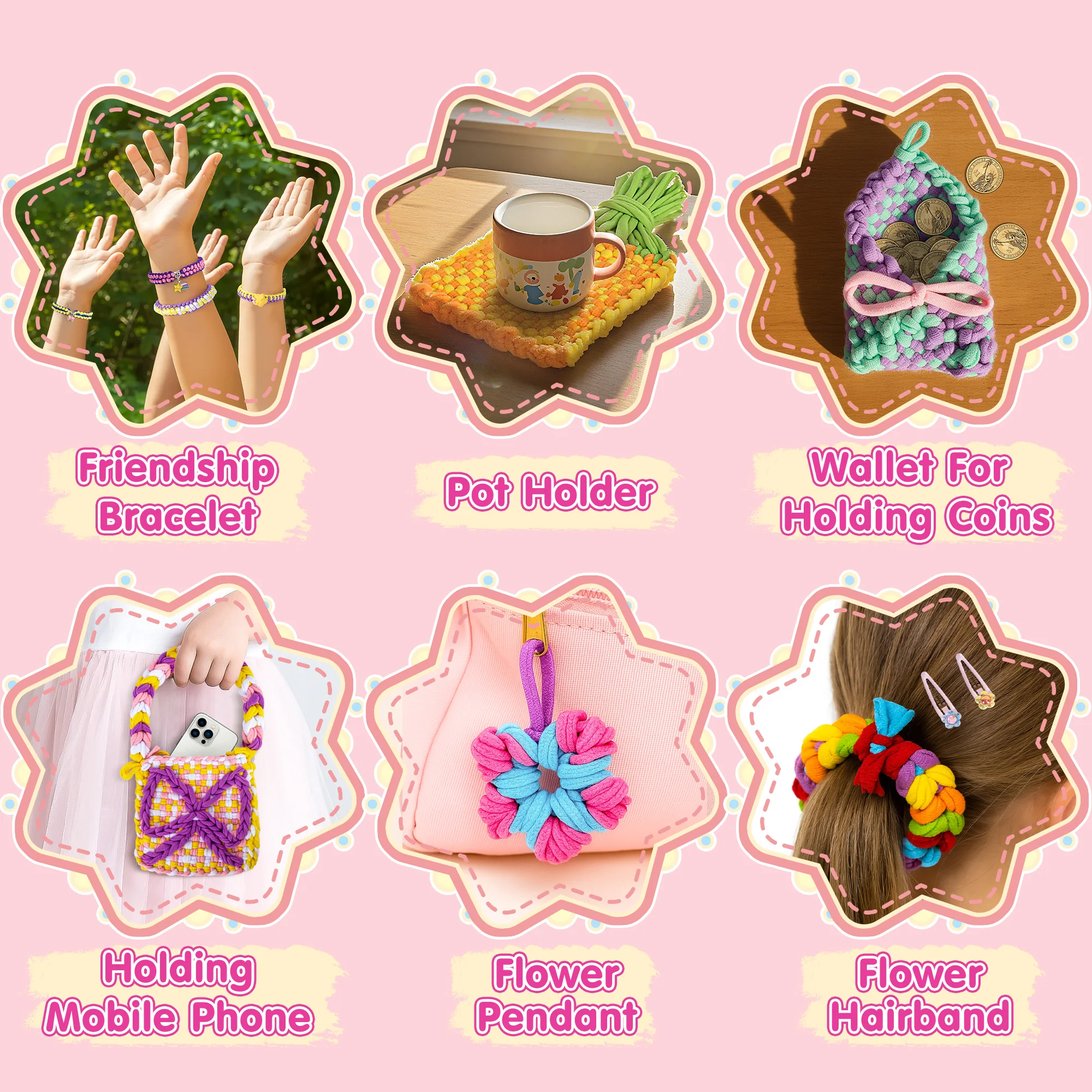 2 in 1 400 Pcs Friendship Bracelet Making Kit for Girls,Weaving Loom Kit Toys, Craft Kits for Kids,Age 6-12 Year Old Girl