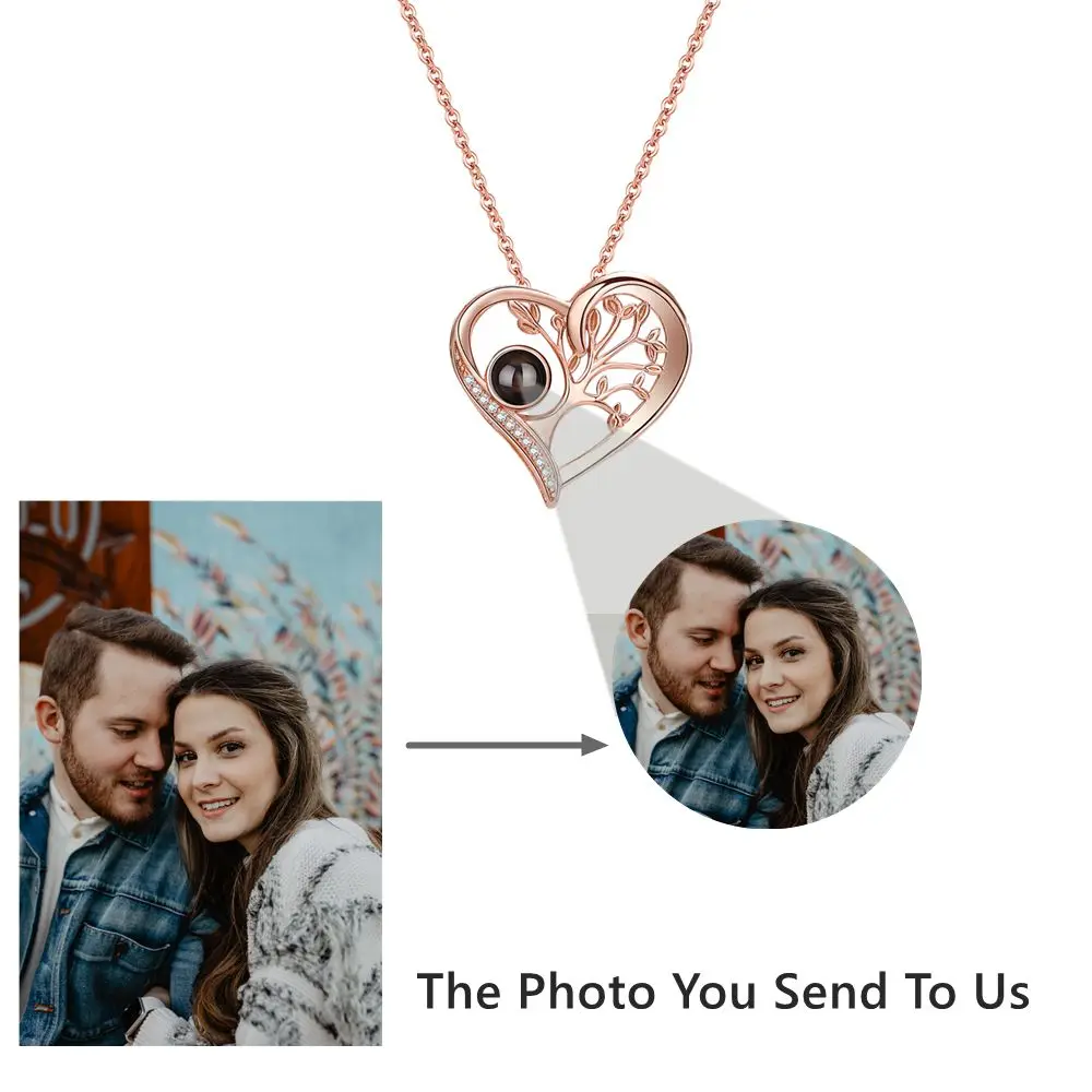 Customized Photo Projection Necklace Custom Photo Necklace for Women Lover Heart Pendant Personalized Jewelry Mother's Day Gift