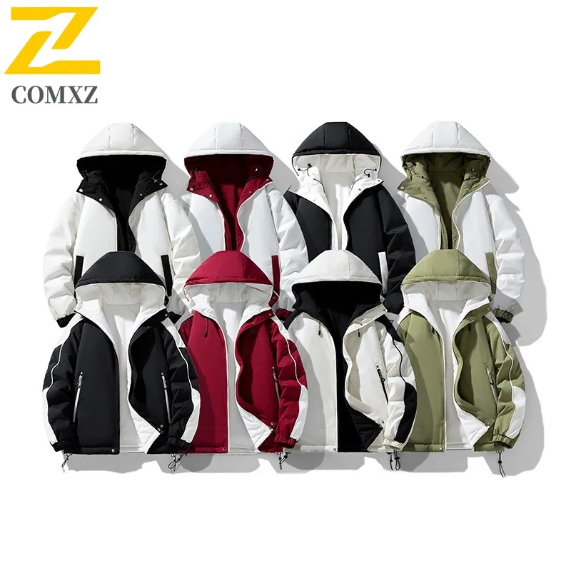 

COMXZ 2025 New Double Sided Wear Cotton Coat Couple Loose Fit Casual Hong Kong Style Cotton Men waterproof and windproof Jacket