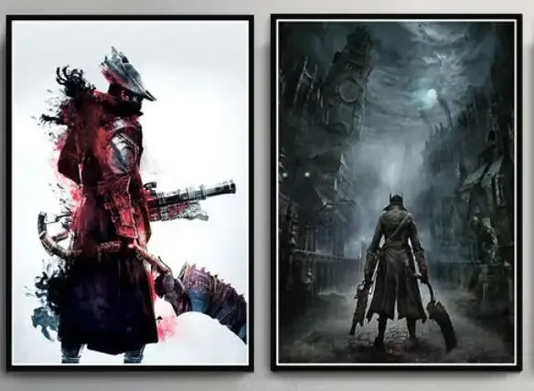 Bloodborne Hunter Video Game, Print Art Canvas Poster,Living Room Decor, Home Wall Picture