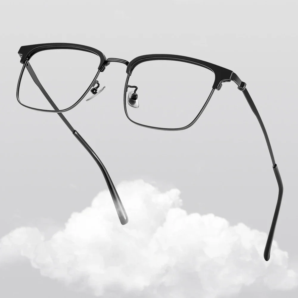 VIVIBEE 153mm Big Face Titanium Optical Customized Prescription Glasses Hyperopia Anti Blue Light Eyewear Myopia Eyeglasses