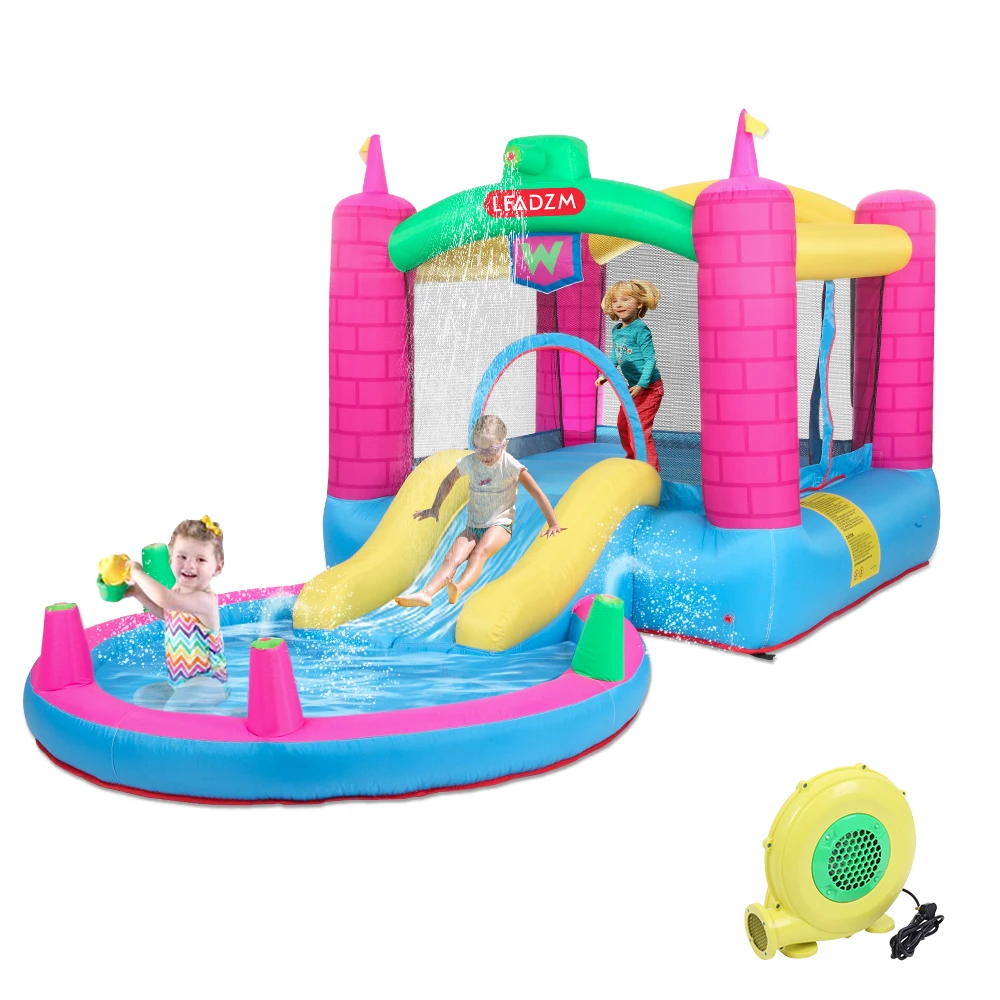 Inflatable Bounce House Water Park Slide Bouncer Climbing Wall Bouncy Castle Large Jumping Area Ideal Kids Jumper