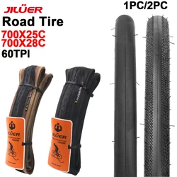 JILUER Road Bike Tire 700X28C/700X25C 60TPI Black and Skin Color Bicycle Tire for Gravel Bike/Folding Bike Tire