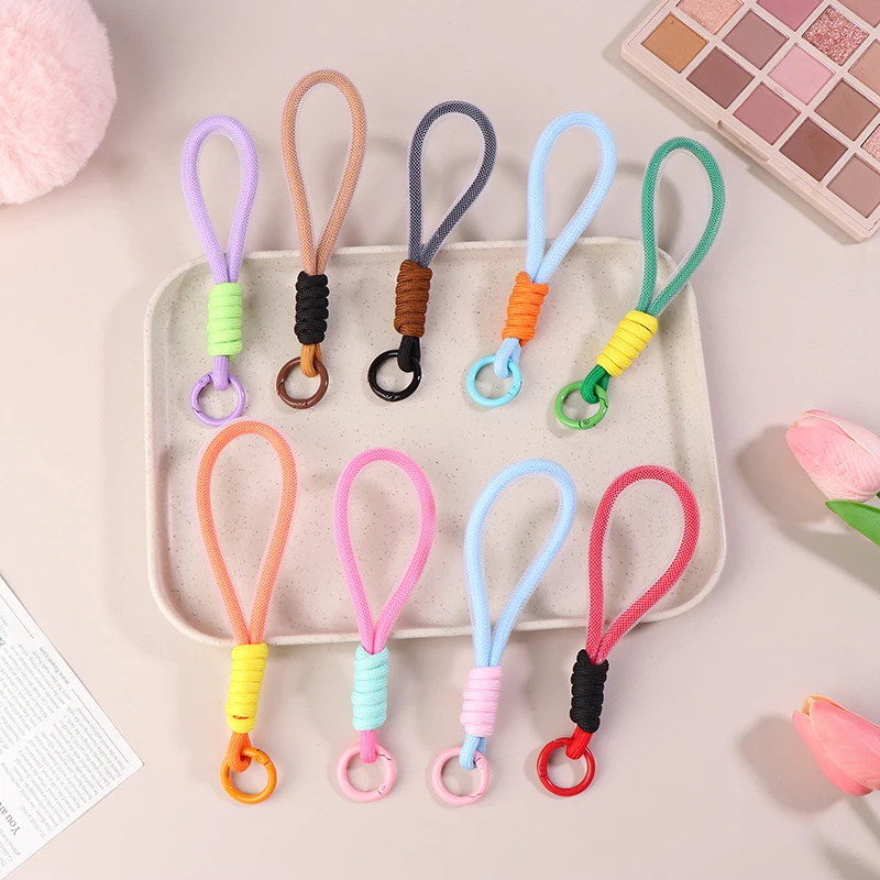 Fashion Braided Lanyard Keychain Anti Lost Phone Chain Wristband Colorful Knot Rope Strap Bag Pendant Car Key Holder