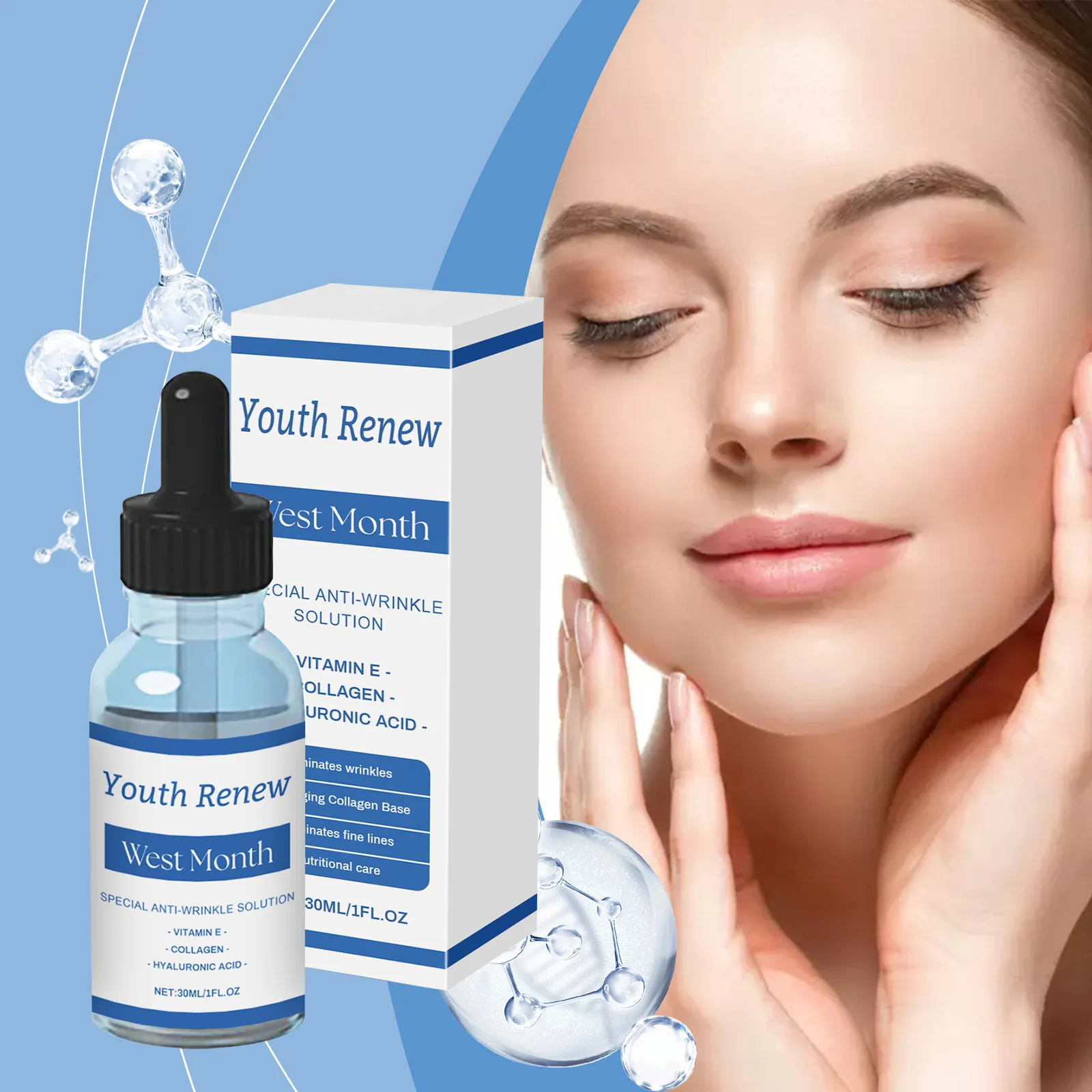 30ml Hydrating Anti-Wrinkle Serum Facial Firming Repair Enhancing Skin Elasticity Hydrating Serum Long-lasting Moisturizing