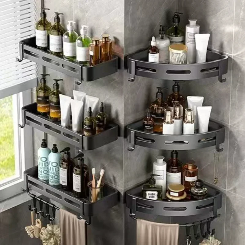 Non-perforated space aluminum toilet shelves, bathroom tripod storage racks, toilet toilet corner storage racks