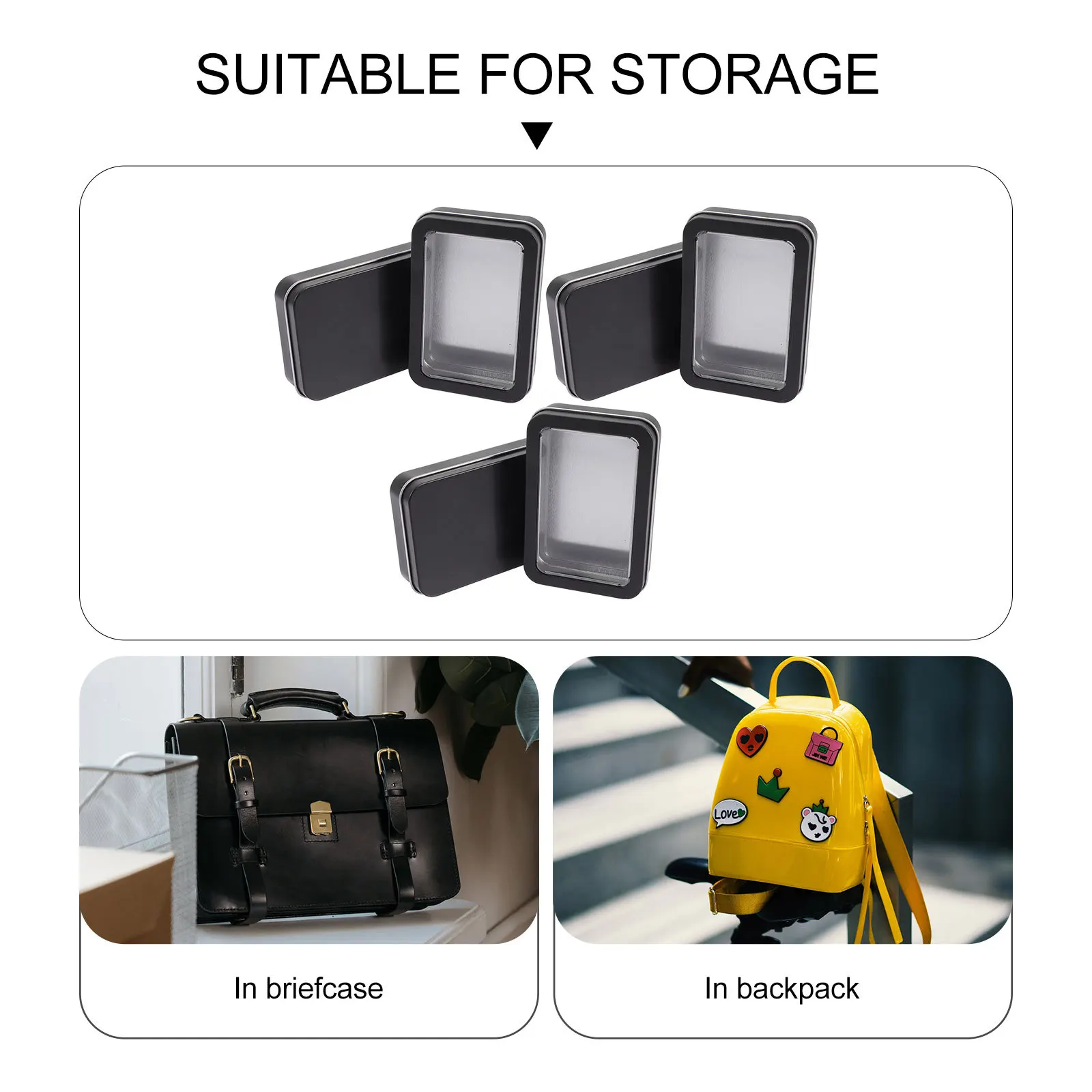 6Pcs Card Decks Tinplate Storage Box Cards Organizer Game Card Holder Compact Case for Playing Cards Small Items Travel Use