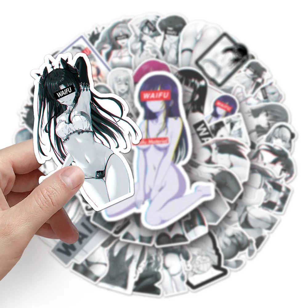 10/30/50 szt. Japońska kreskówka Waifu Girl naklejki na Aldult urocza dekoracja z charakterem DIY kask Laptop naklejka motocyklowa