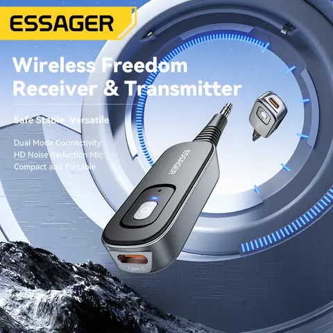 Essager 2-in-1Bluetooth Receiver ransmitter 3.5mm AUX Audio Adapter 5.1 Wireless Bluetooth  Stereo for Earphones Car TV