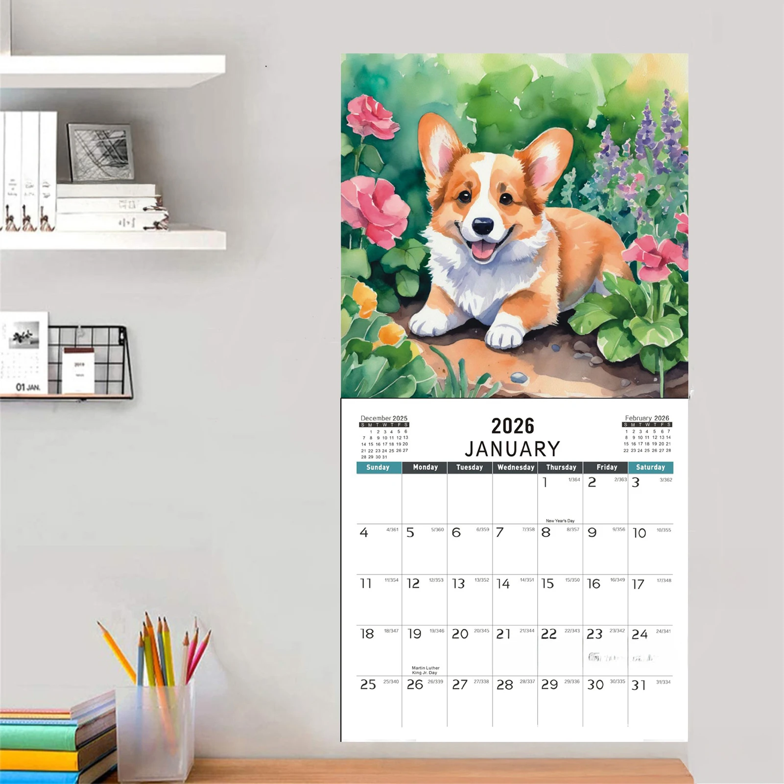 2026 Corgi Snow Day Calendar H - Home Office Holidays 2026 review and price