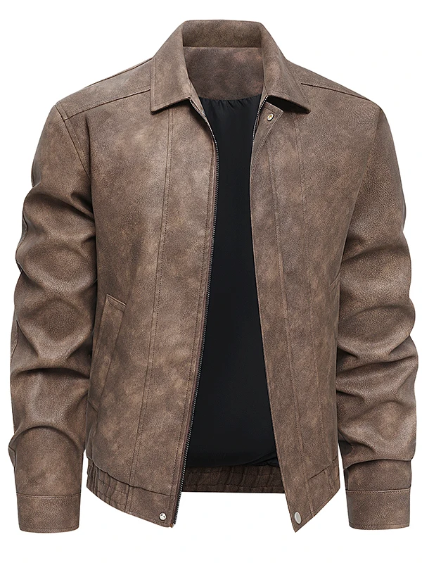 

Модная мужская повседневная куртка свободного кроя с воротником-стойкой, осенне-зимняя, из полиэфирного волокна, с длинными рукавами, в винтажном стиле, универсальная, кожаная.