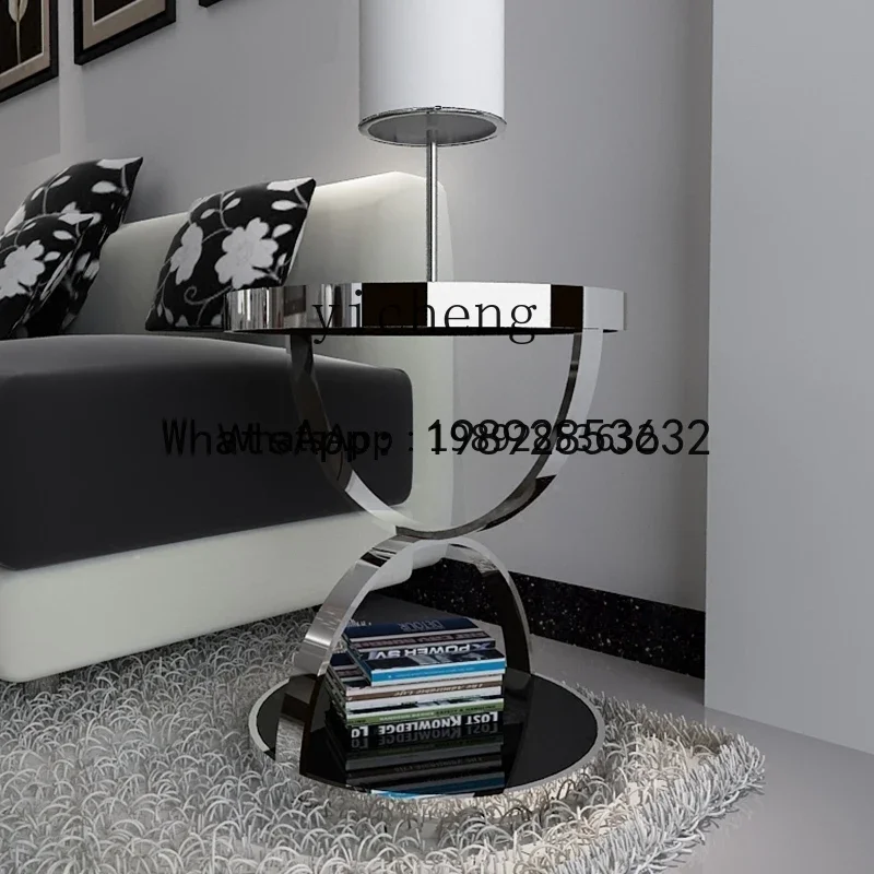 W7- Sofa round Coffee Table Model Room Phone Table Stainless Steel Small Tea Table living room decoration