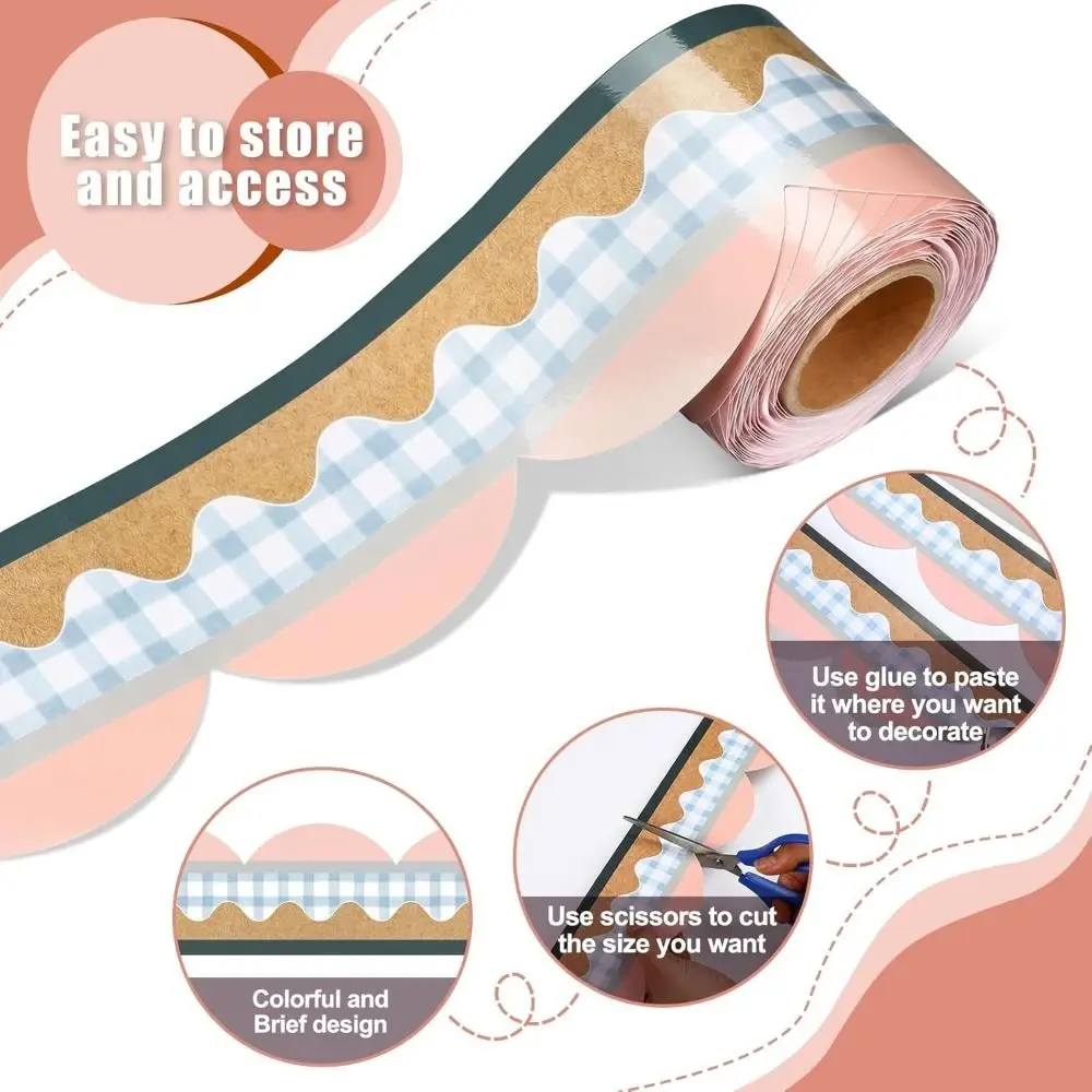10m/Roll Bulletin Board Border Cuttable Self Adhesive Classroom Border Sticker Scalloped Edge Chalkboard Border Teacher Supplies