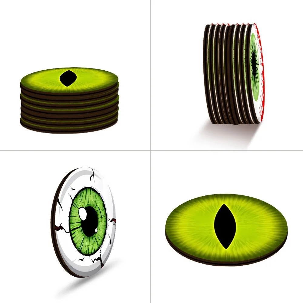 6pcs Halloween Decor Non-slip Halloween Coasters Wooden Heat-Insulating Bloodshot Eyeball Coaster Soft Cat Eyes Cup Mat Bar