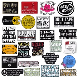 25 Styles Geometric Humorous Phrase Enamel Pin Creative Punk Gothic Lapel Badge Backpack Clothes Decorative Jewelry Accessories