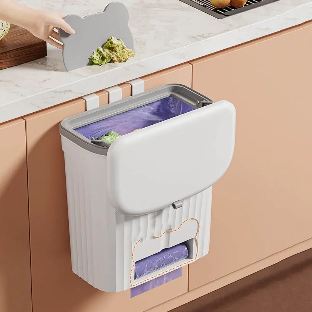 Durable Cabinet Compost Trash Can With Lid Under Sink Waste Garbage Bin Wall Mounted 8.5L/12L Kitchen Bin