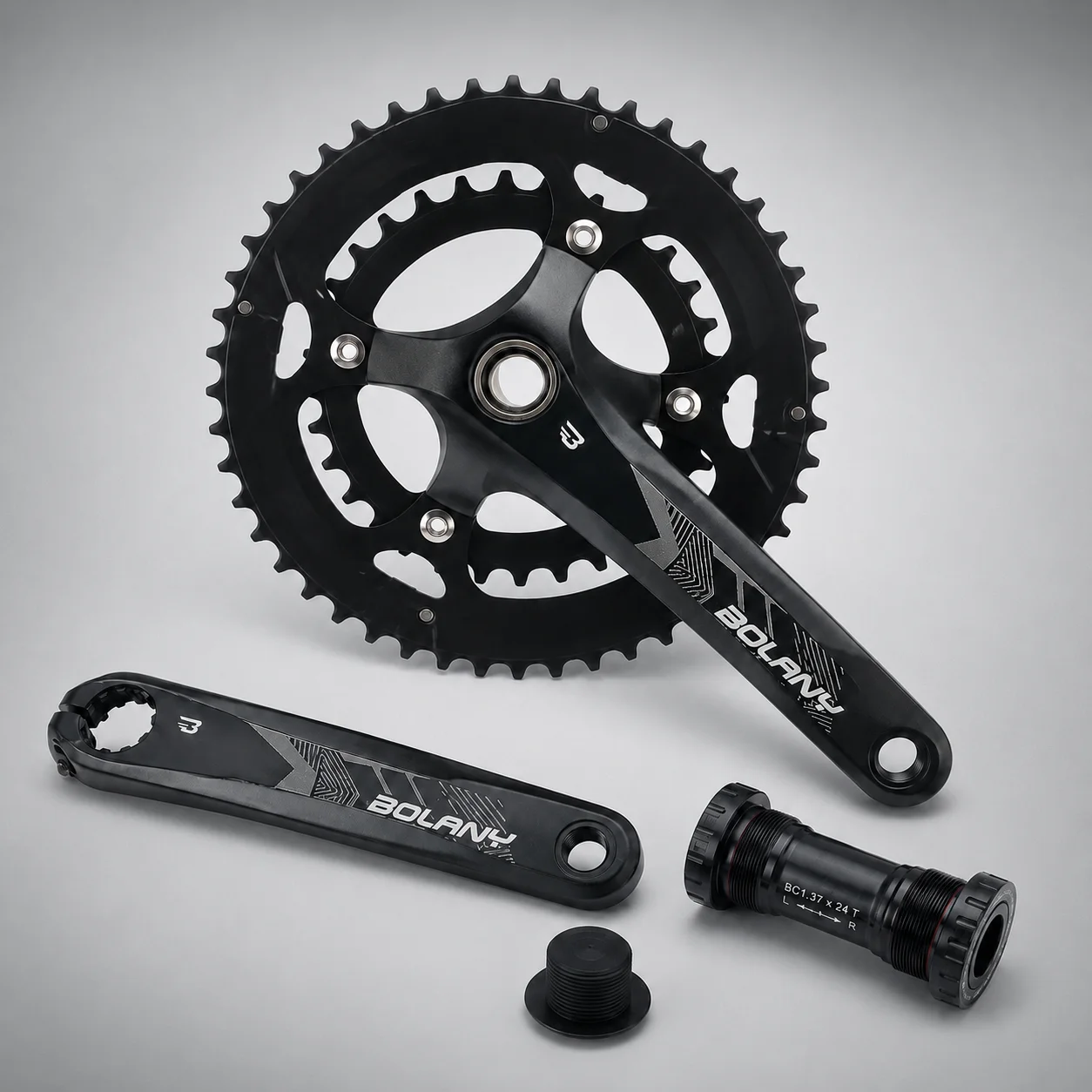 BOLANY 34/50T Road Bike Crankset 170mm Hollow Aluminum Crank Arms Integrated Spindle with Bottom Bracket for 9-12 Speed
