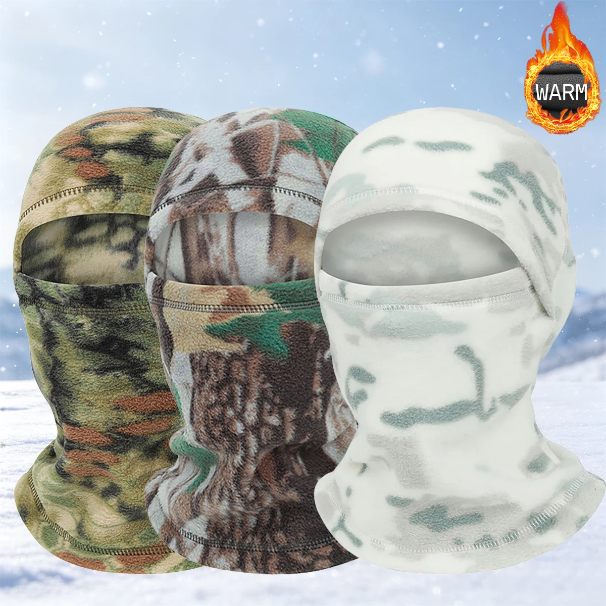 3Pcs/Set Winter Cycling Ski Face Mask Thermal Windproof Balaclava Motorcycle Mask Men Women Warm Polar-fleece Sport Face Hat