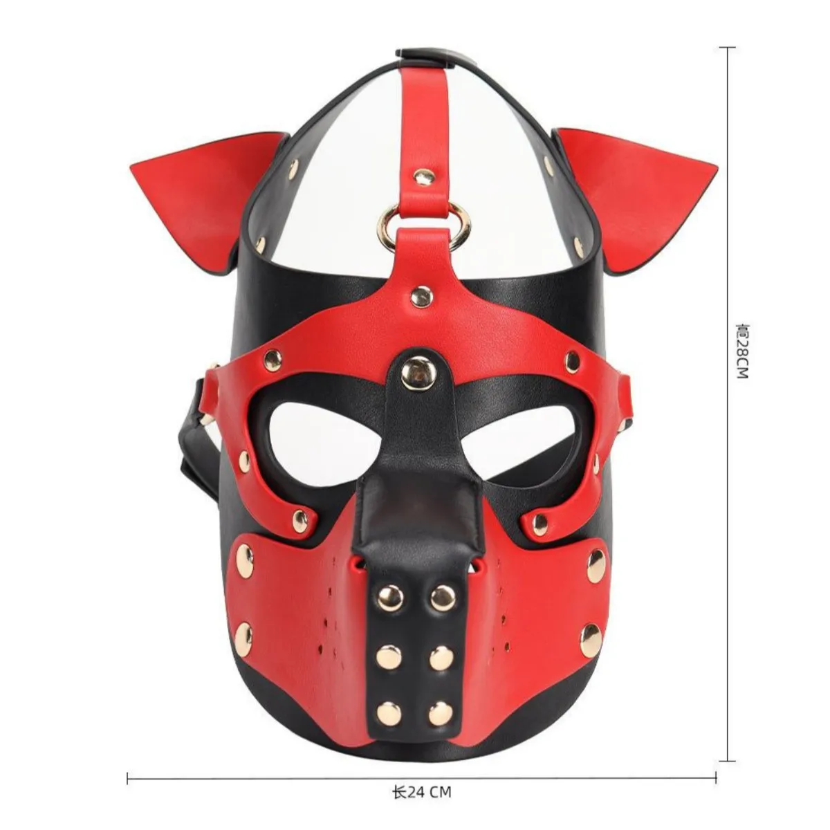 Unisex Sexy Fetish Role Play Costumes of Leather Harness Dog Mask Headgear for Halloween Carnival Masquerade Party Fun Prop