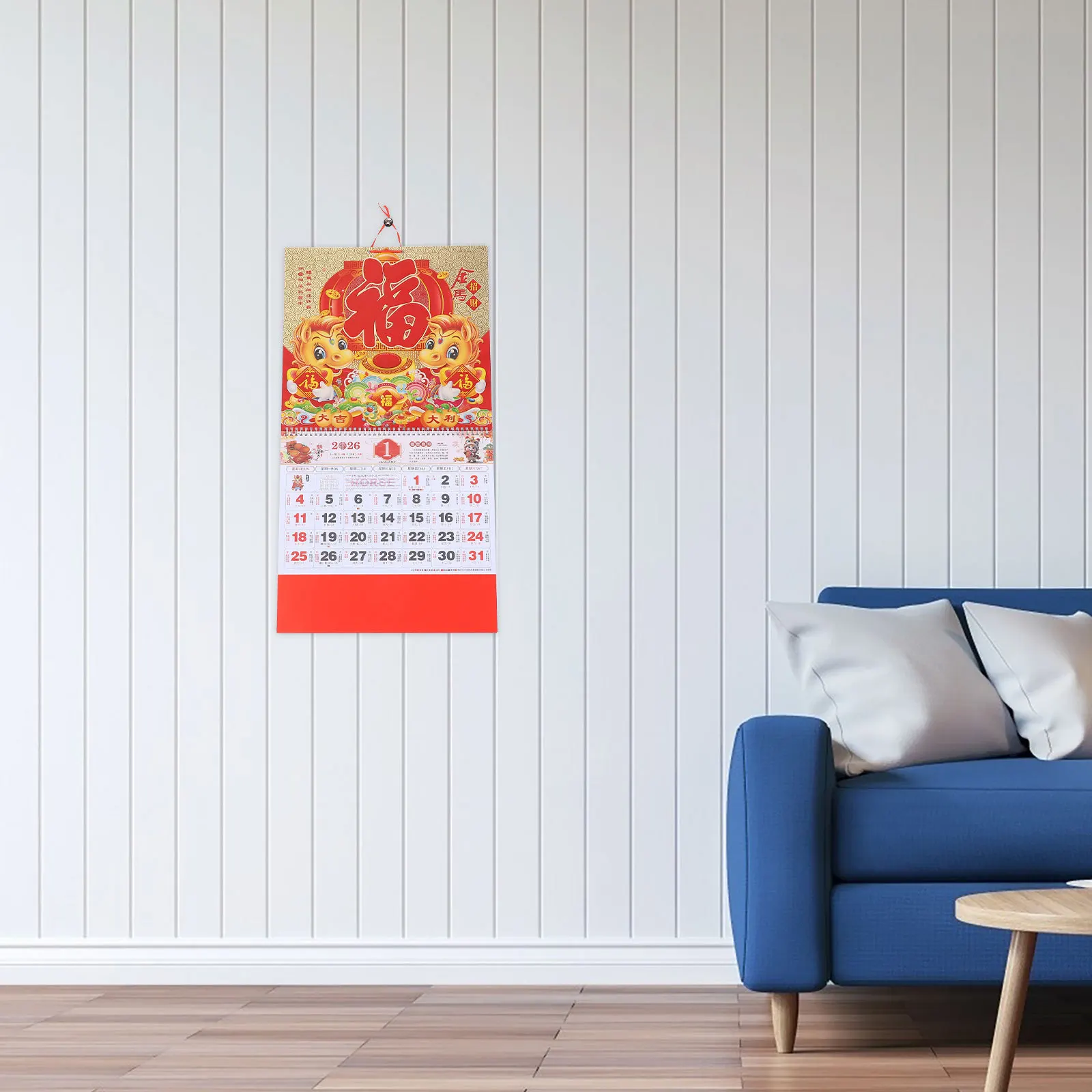 Chinese Zodiac Horse Year Wall Calendar 2026 Traditional Monthly Tear- Planner Lunar New Year Decoration