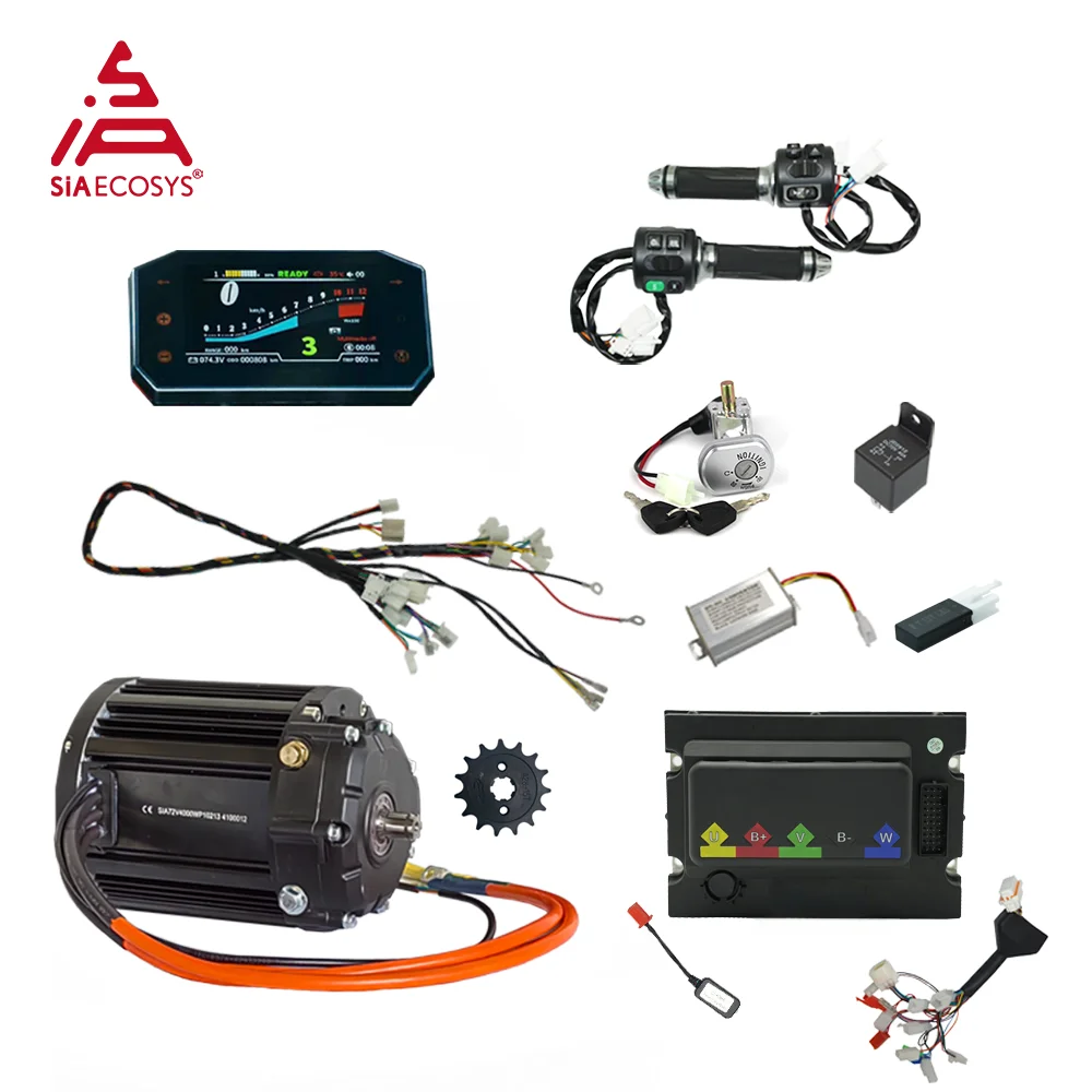 SiAECOSYS QS138 4000W V3 Gearbox with CJ72590 Programmable Controller 72V120KPH Motor Kits for Electric Motorcycle