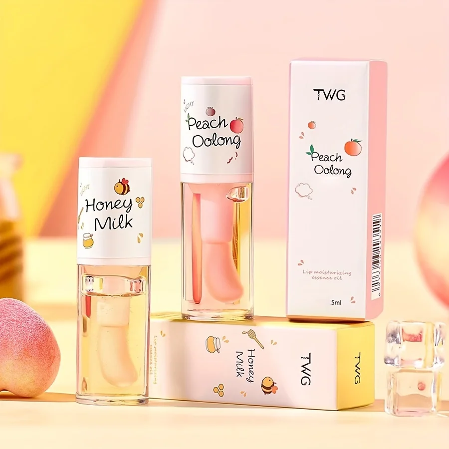 Honey Milk & Peach Oolong Lip Oil Lip Gloss - Hydrating, Non-Sticky, and Nourishing Lip Care with Shiny Glossy Finish for All Sk