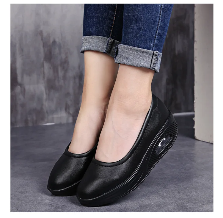 

White Sexy Loafers Women's Black leather Platform Slip on Shoes for Women New Spring WhiteSpring Casual comfortable Flats Shoes