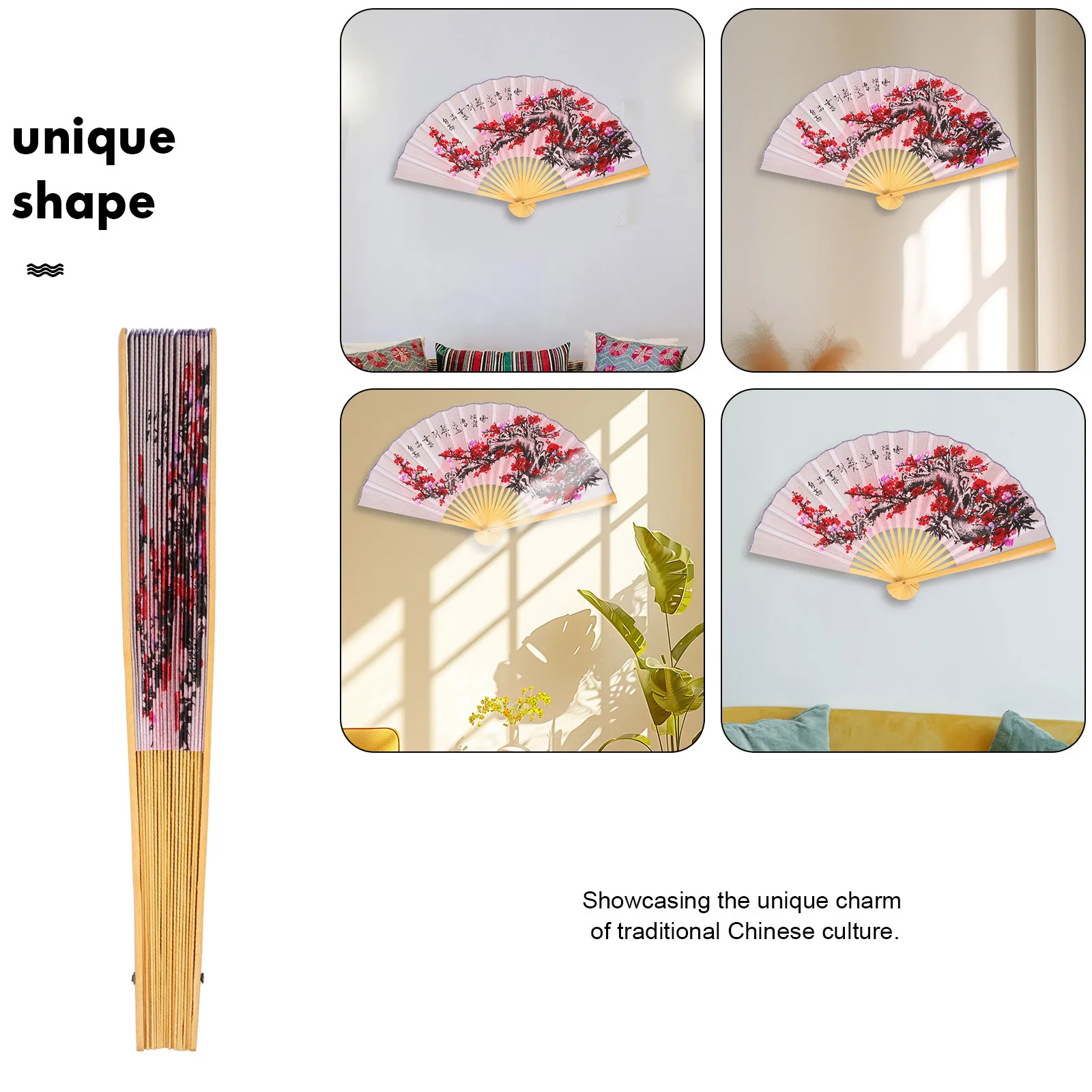 

Large Chinese Hanging Decorative Folding Fan Craft Wall Pendant For Home Decor Background Headboard Decoration Oriental Style