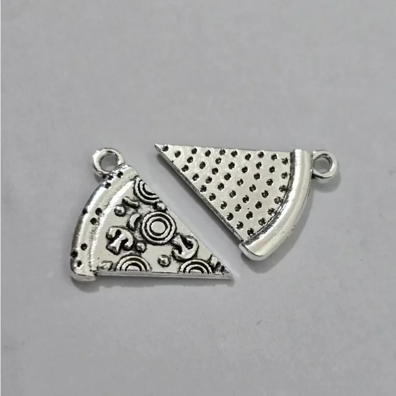 20Pcs/Lot Charms Food Pizza Cate 19x14mm Antique Silver Color Pendants DIY Crafts Making Findings Handmade Tibetan Jewelry