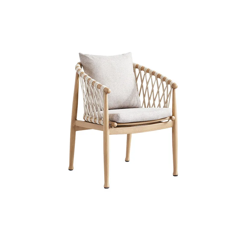 Outdoor preservative wood open-air villa table and chair high-end combination, garden rattan chair