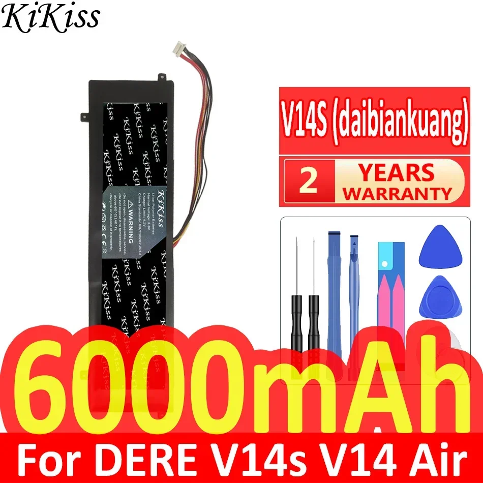 

6000mAh KiKiss Powerful Battery For DERE V14s V14 Air Notebook Laptop Bateria 10 PIN 8 Wire Plug