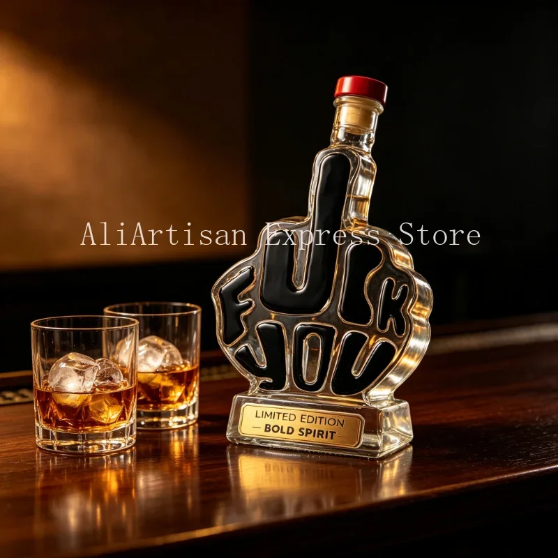 Novelty Middle Finger Glass Whiskey Decanter, Airtight Liquor Bottle, Unique Home Bar Decor Creative Gift For Bar Enthusiasts
