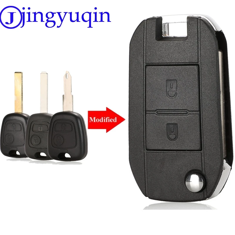 

jingyuqin 10ps Remote Car Key Fob Shell Case Cover 2 Buttons For Peugeot 106 206 306 406 For Citroen C2 C3 Xsara Picasso