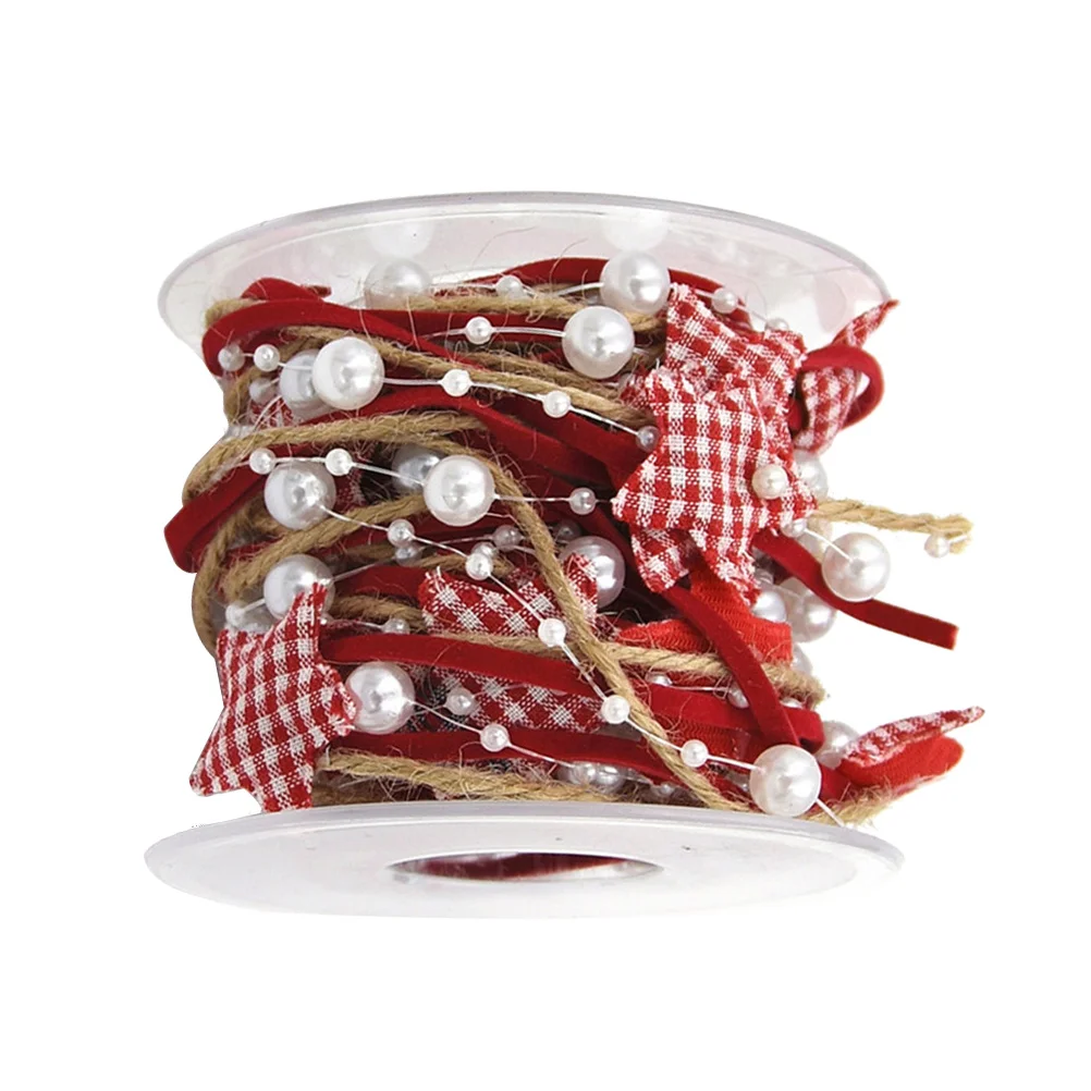 

1 Roll Christmas Beaded Pentagram Ribbon Durable Xmas Decor String For Diy Crafts Party Wedding Decoration Craft Trimming