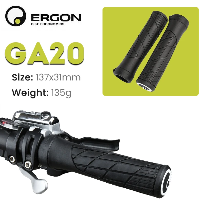 ERGON Bicycle Handlebar Grip GA3 GE1 GA20 Anti-slip Rubber Grips MTB Cycling Soft Handle Grips Bike Bar End Mount Hand Covers