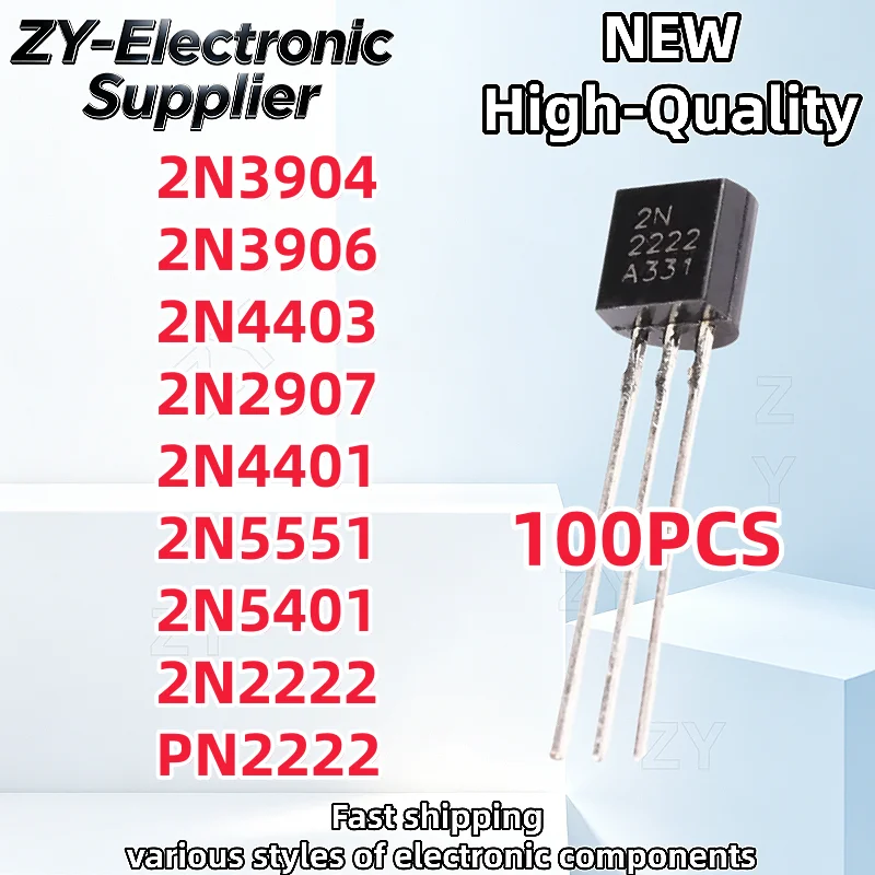 【100PCS】TO-92 2N3904 2N3906 2N4403 2N2907 2N4401 2N2222 PN2222 2N5551 2N5401 100% NEW high-quality In Stock