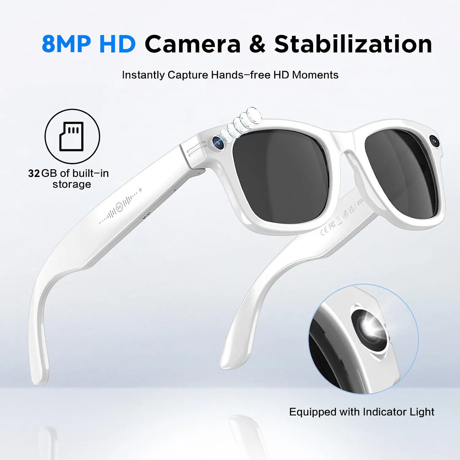 New TOP1 Smart 800W Pixel Camera Glasses Men 1080P Video Recording AI Assistant 3600mAh Battery Image Recognition Glasses Women