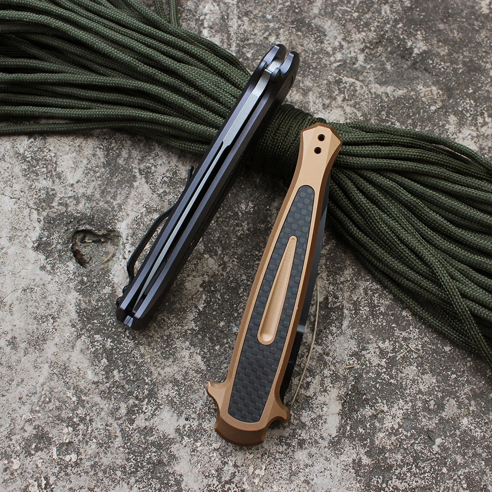 7150 Pisau Lipat Luar Ruangan Pisau Saku Cepat Portabel Pisau CPM154 Pegangan Aluminium Penerbangan Pisau Berburu Bertahan Hidup Taktis